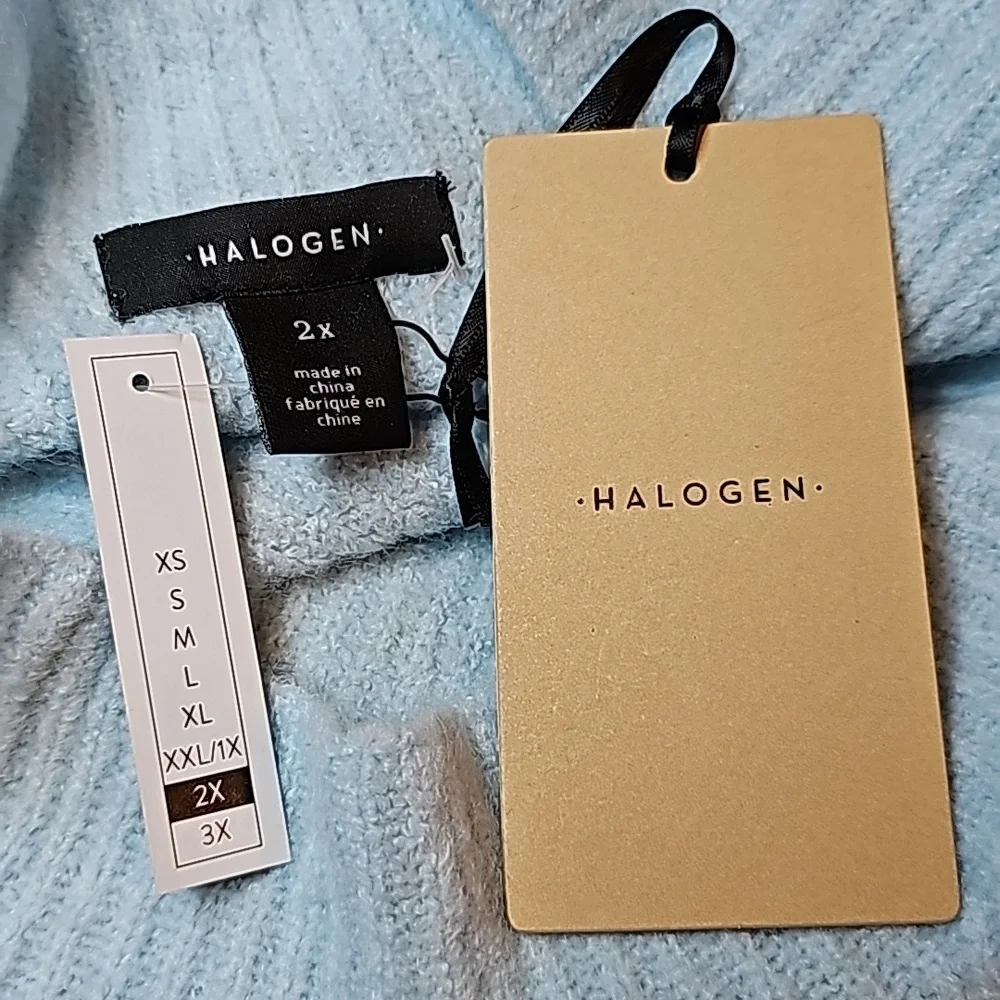 NWT HALOGEN KAYLIEGH BLUE YELLOW PLUS SIZE LONG SLEEVE PULLOVER SWEATER - Picture 10 of 13